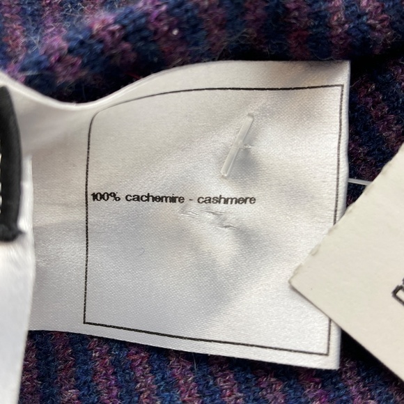 Chanel Blue / Purple 2008 Crystal CC Dot Pattern Fringe Cashmere Knit Scarf - Picture 7 of 12